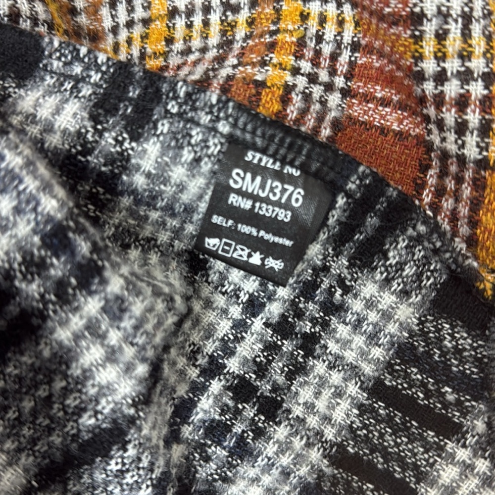 POL Plaid Patchwork Baggy Oversized Shacket NWOT - Picture 8 of 8